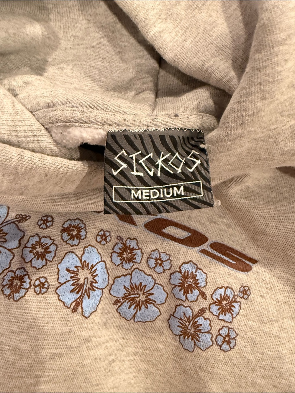 Sickos Medium Heather Beige Floral Hoodie